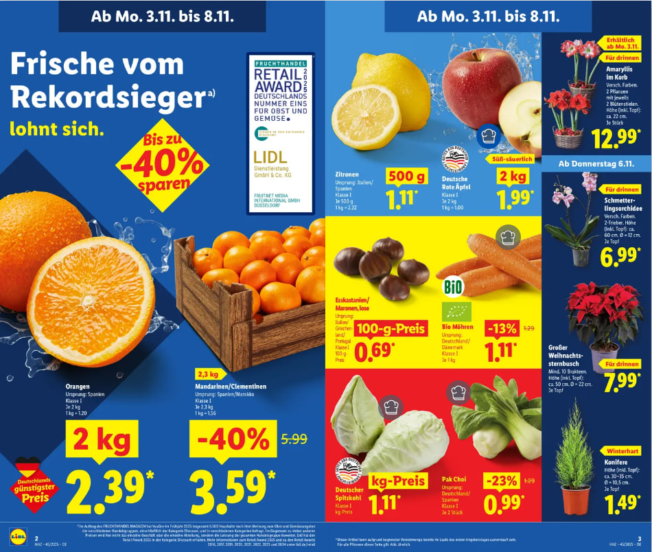 Lidl: Bis zu 40 % Rabatt vom 3. bis 8. November